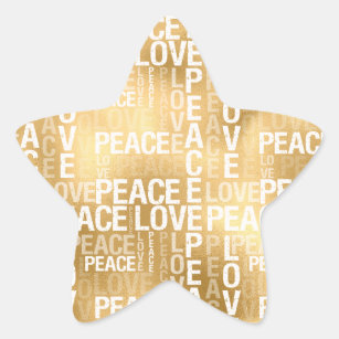 Glam Gold Peace Love       Star Sticker