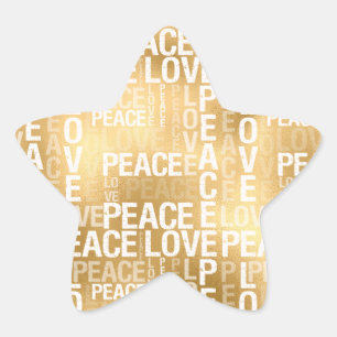 Glam Gold Peace Love Star Sticker