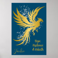 Glam Gold Phoenix Silver Glitter Monogram Blue |