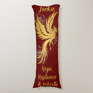 Glam Gold Phoenix Silver Glitter Monogram Maroon   Body Cushion