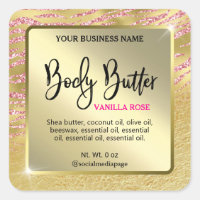 Glam Gold Pink Zebra Print Body Butter Labels