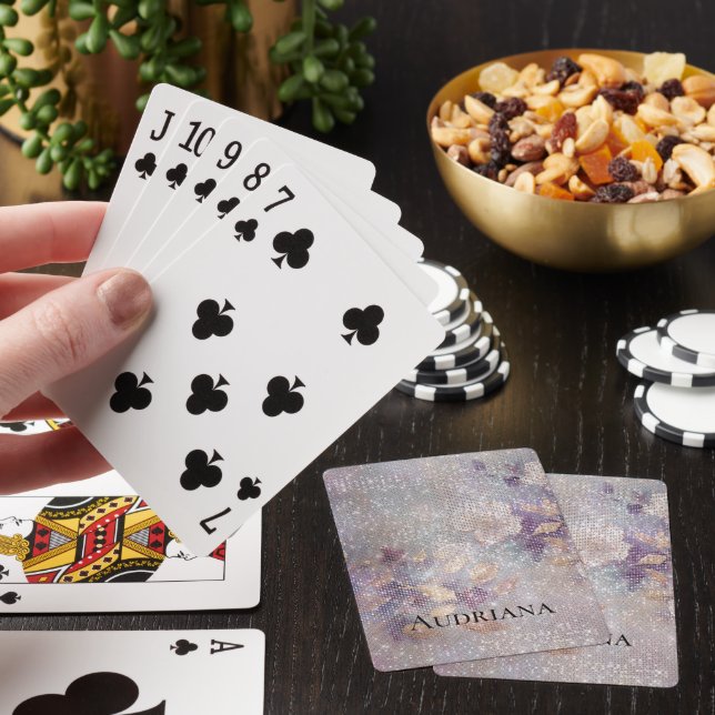 Glam Gold Purple Floral Sparkle   Playing Cards (In Situ)