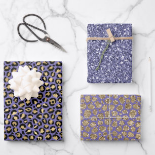 Glam Gold Purple Leopard Print           Wrapping Paper Sheet