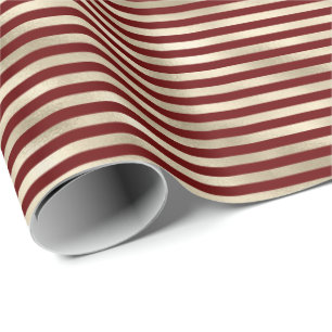 Glam Gold Red Holiday Stripes Wrapping Paper