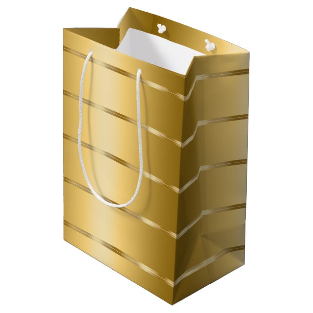 Glam Gold Ribbon Bridal Shower Medium Gift Bag (Back Angled)