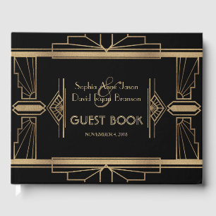 Glam Gold Roaring 20's Great Gatsby 1920s Wedding Guest Book