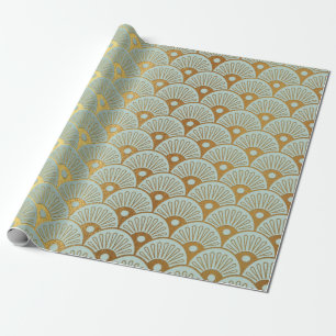 Glam Gold Seashells Mint Green Nautical Yacht Club Wrapping Paper