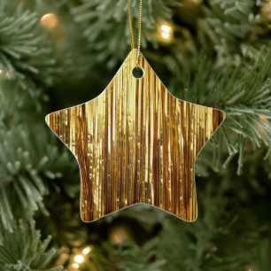 Glam Gold Sparkle Stripes Wedding Ceramic Tree Decoration
