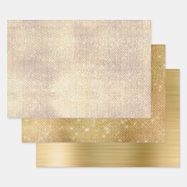 Glam Gold Sparkle Wrapping Paper Sheet (Set)