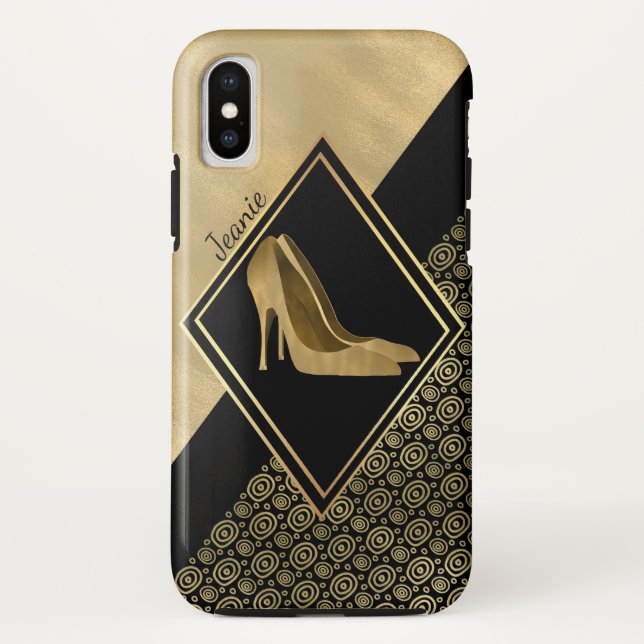 Glam Gold Stilletto Heels iPhone X Case (Back)