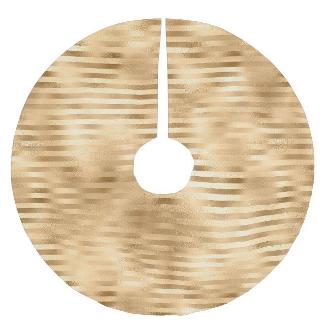 Glam Gold Stripes Brushed Polyester Tree Skirt (Front)