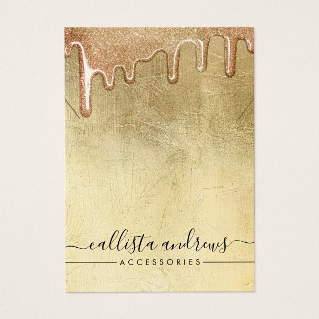 Glam Gold Thick Glitter Drips Necklace Display (Front)