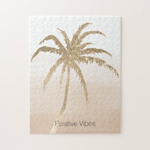 Glam Gold Tropical Palm ombre  Jigsaw Puzzle