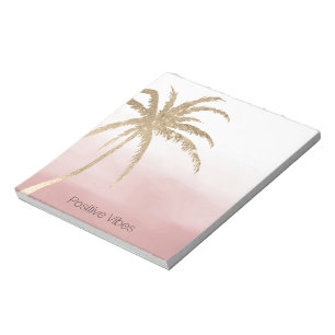 Glam Gold Tropical Palm Pink ombre Notepad