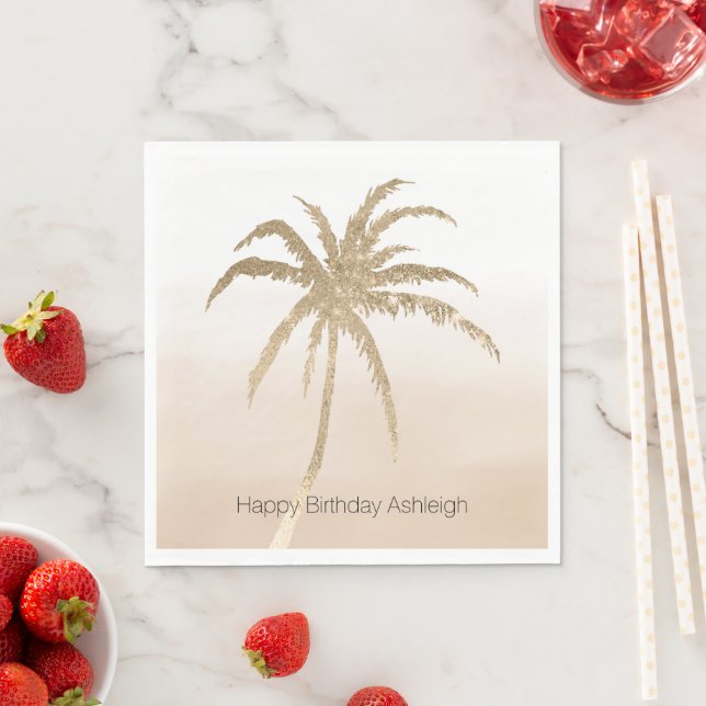 Glam Gold Tropical Palm Tree Ombre     Napkin (Insitu)