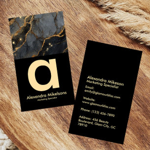 Glam Gold Vein Marble Luxury Business Card