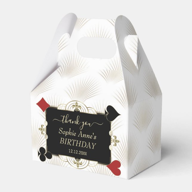 Glam Gold White Black Art Deco Birthday Favour Box (Front Side)