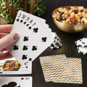 Glam Gold White Zigzag Stripes Playing Cards