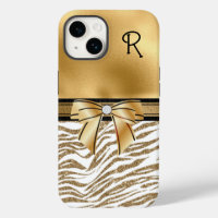 Glam Gold Zebra Stripe Monogrammed