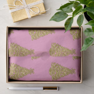 Glam Golden Christmas Trees on Pink Christmas Tissue Paper