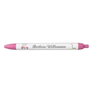 Glam Golf Gal Pink Cart Flag Personalised Name Pen