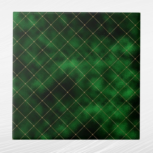 Glam Green Gold Geometric Graphic Tile (Creator Uploaded)