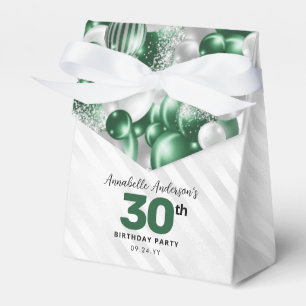 Glam Green Silver Balloon Glitter Favour Birthday Favour Box