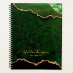 Glam Green Velvet Agate Geode Gold Script Planner<br><div class="desc">Glam Green Velvet Agate Geode Gold Script Planner</div>
