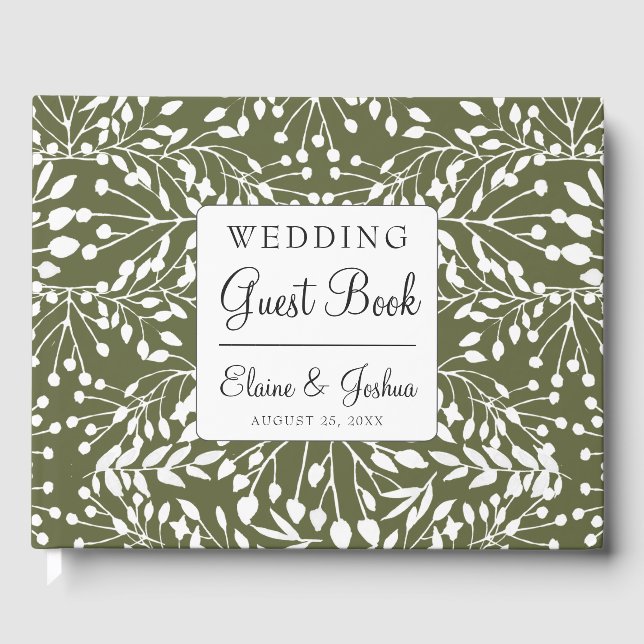 Glam Greenery wedding Guest Book (Front)