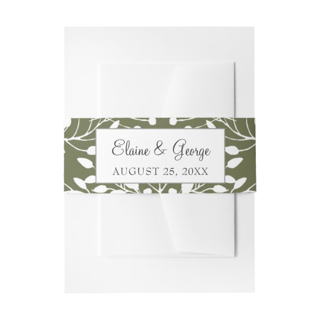 Glam Greenery wedding invitations belly band Invitation Belly Band (Front Example)