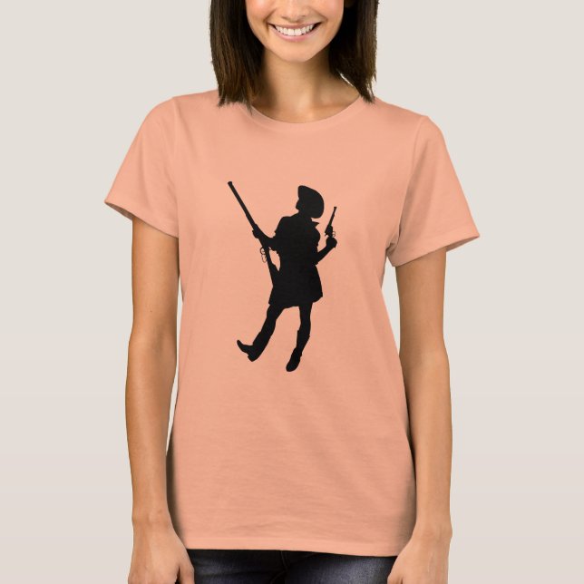 Glam Gun Girl - Cowgirl with Rifle T-Shirt (Front)