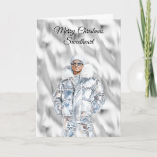 Glam Guy Silver Christmas Card