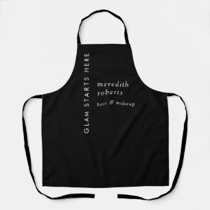 Glam Hair and Makeup Black and White Apron