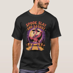 Glam Halloween Flamingo Humour T-Shirt