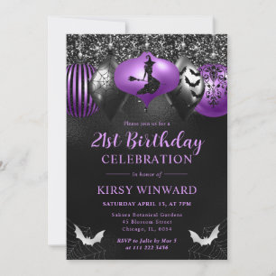 Glam Halloween Ornaments Birthday Invitation