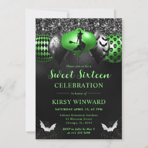 Glam Halloween Ornaments Sweet 16 Invitation