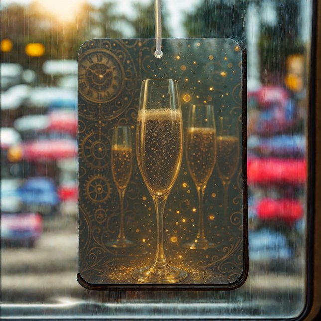 Glam Happy New Year Steampunk Champagne  Car Air Freshener (Creator Uploaded)