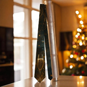 Glam Happy New Year Steampunk Champagne  Tie