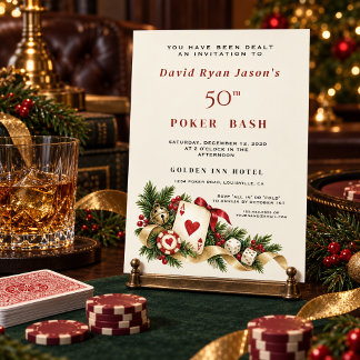 Glam Holiday Casino Night Poker Bash Man Birthday Invitation