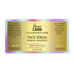 Glam Holographic And Gold Oil Serum Label