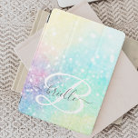 Glam Holographic Glitter Colourful Pretty Pattern iPad Mini Cover<br><div class="desc">Easily personalise this pretty colourful holographic pastel glitter bokeh background with your custom monogram and/or name.</div>
