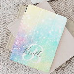 Glam Holographic Glitter Colourful Pretty Pattern iPad Mini Cover<br><div class="desc">Easily personalise this pretty colourful holographic pastel glitter bokeh background with your custom monogram and/or name.</div>