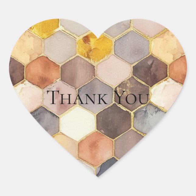 Glam Honey Comb Blush Champagne Abstract Heart Sticker (Front)