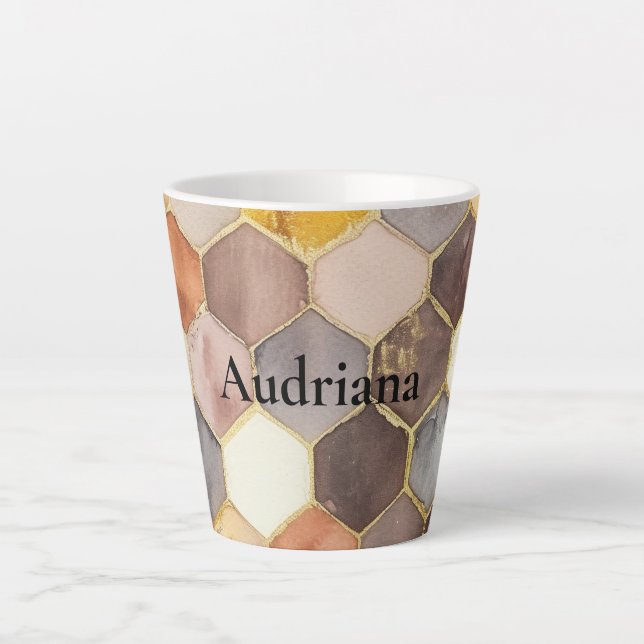 Glam Honey Comb Blush Champagne Abstract Latte Mug (Front)