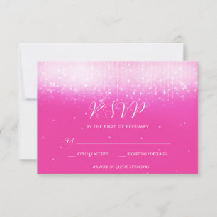 Glam Hot Pink Bat Mitzvah RSVP Card