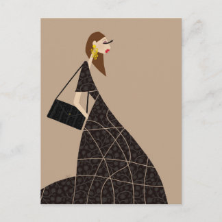 Glam in Black Fashion Art Postcard Miss Tina