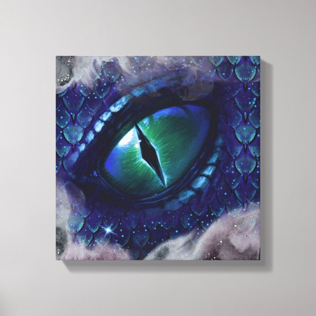 Glam Ink Gothic Blue Mediaeval Dragon Canvas Print (Front)