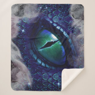 Glam Ink Gothic Blue Mediaeval Dragon Sherpa Blanket