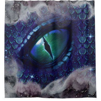 Glam Ink Gothic Blue Mediaeval Dragon Shower Curtain