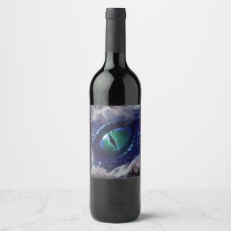 Glam Ink Gothic Blue Mediaeval Dragon Wine Label